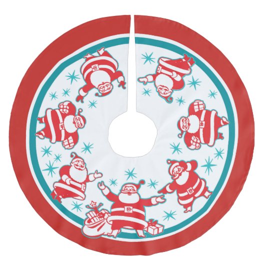 レトロすてきサンタ ブラッシュドポリエステルツリースカート (正面)