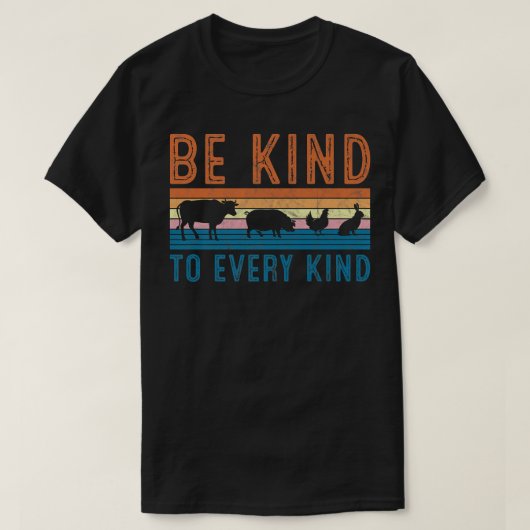 レトロすべての種類に優しい動物愛好家ビーガンVeg Tシャツ (デザイン正面)