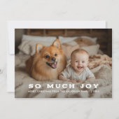 レトロそう多くの喜びベビークリスマスおもしろい犬写真 シーズンカード (正面)