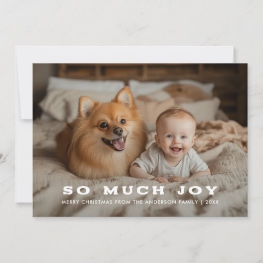 レトロそう多くの喜びベビークリスマスおもしろい犬写真 シーズンカード (正面)