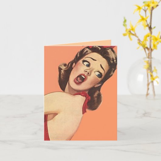 レトロそう素晴らしいメッセージカードの畏敬の念を覚える女性です カード (黄色い花)