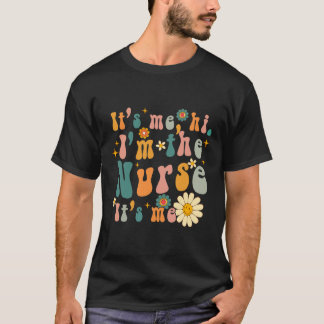 レトロその私こんにちは私はナースRN ER NICU看護 Tシャツ