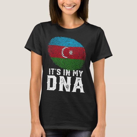 レトロそれは私のDna指紋アゼルバイジャン国旗の中にある Tシャツ (正面)