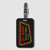 レトロたった今結婚しました結婚の荷物タグギフト ラゲッジタグ (正面縦)