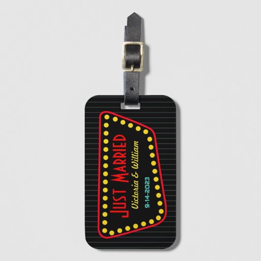 レトロたった今結婚しました結婚の荷物タグギフト ラゲッジタグ (正面縦)