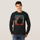 レトロだるい おこった 黒猫 サラシスティック 子猫 ネコ Tシャツ (正面フル)