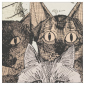 レトロちょうど猫 ファブリック (クローズアップ)