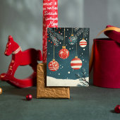 レトロつるズオーナメントレッドホワイトバウブルクリスマス シーズンカード