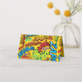 レトロでおしゃれなコミックブック ポップアート プレイスカード (裏面)