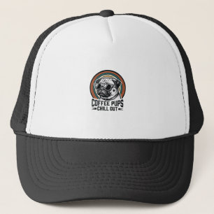 レトロでおしゃれなパグのグラフィックTシャツ コーヒー愛好家にぴったり_1 キャップ