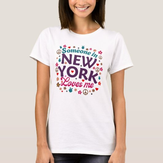 レトロでおもしろいニューヨークのデザイン Tシャツ (正面)