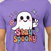 レトロでお茶目なハロウィーンの幽霊 トライブレンドTシャツ