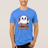 レトロでお茶目なハロウィーンの幽霊 トライブレンドTシャツ (正面)