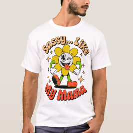 レトロでお茶目なママに似てサッシー Funny Flower Cartoon T-Shirt Tシャツ