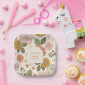 レトロでかっこいい70年代風のミューテッドカラーウェディング ペーパープレート (パーティー)