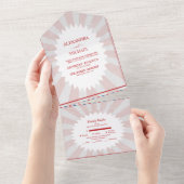 レトロでかっこいい70年代風のミューテッドトーンのウェディングデザイン全て オールインワン招待状 (貼ってはがせる)