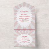 レトロでかっこいい70年代風のミューテッドトーンのウェディングデザイン全て オールインワン招待状 (内側)