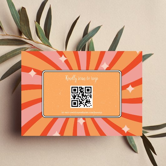 レトロでかっこいい70年代風のミュートトーンの結婚式の出欠確認カード 出欠カード