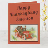 レトロでかわいい感謝祭のミーム かわいいひよこ漫画 カード (黄色い花)