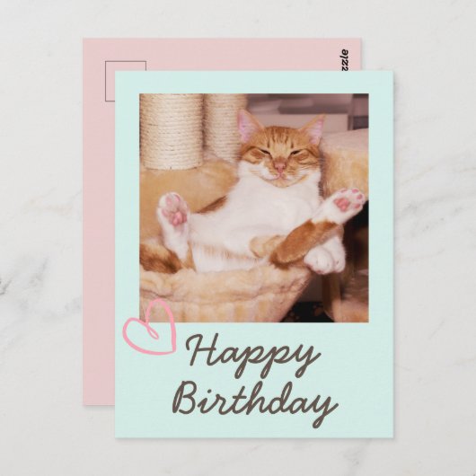 レトロでかわいい猫の誕生日ポストカード ポストカード (正面/裏面)