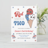 レトロでかわいい7月4日子供の2歳誕生日パーティー 招待状 (スタンド正面)