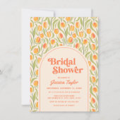 レトロでかわいい70年代スタイルの洗練されたウェディングシャワー招待状 招待状 (正面)