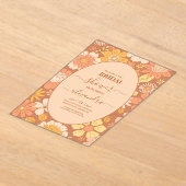 レトロでかわいい70年代風のウェディング アクリル招待状 (レイダウン)