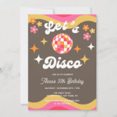 レトロでカッコいい70年代ディスコバースデー 招待状 (正面)