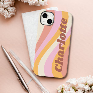 レトロでガーリーな波とお名前のカスタマイズ Case-Mate iPhone 14 PLUSケース