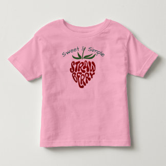 レトロでグルービーなイチゴのタイポグラフィーピンクキッズTシャツ トドラーTシャツ