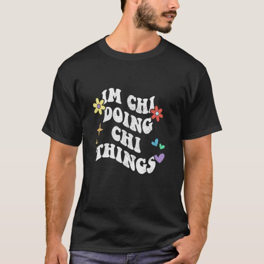 レトロでグルービーなチー坊主が何かやってる面白い母の日 Tシャツ (正面)