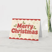 レトロでグルービーな赤いメリークリスマス シーズンカード (正面)