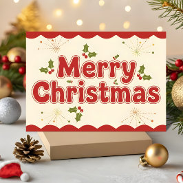 レトロでグルービーな赤いメリークリスマス シーズンカード