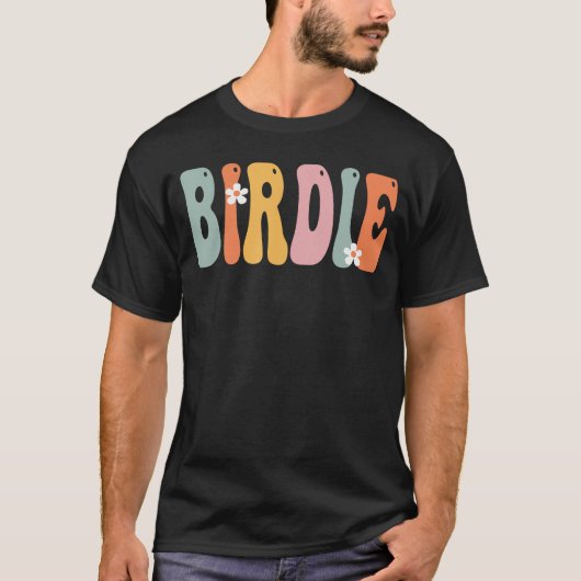 レトロでグルービーな鳥のプリント お母さん 可愛い母の日 楽しい Tシャツ (正面)