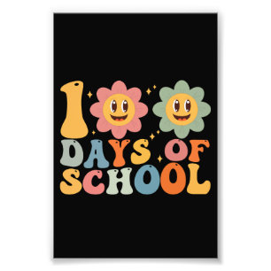 レトロでグルービーな100日間の学校生活先生キッズ フォトプリント