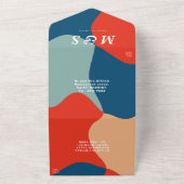 レトロでグルーヴィーなカラフルな結婚式 オールインワン招待状 (外側)