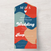 レトロでグルーヴィーなカラフルな結婚式 オールインワン招待状 (内側)