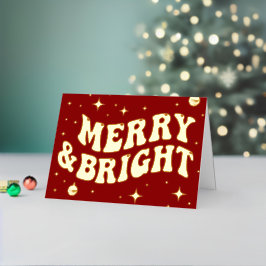 レトロでグルーヴィーなクリスマスグリーティングカード 箔シーズンカード