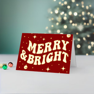 レトロでグルーヴィーなクリスマスグリーティングカード 箔シーズンカード