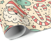 レトロでグルーヴィーなクリスマス包装紙 ラッピングペーパー (ロールコーナー)