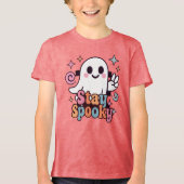 レトロでグルーヴィーなハロウィーンの幽霊 トライブレンドTシャツ (正面)