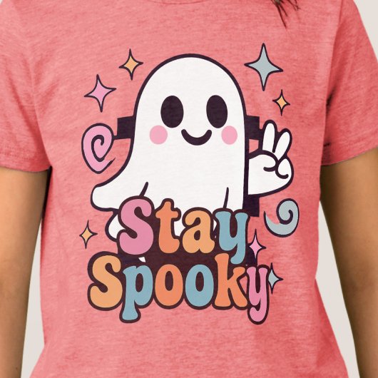 レトロでグルーヴィーなハロウィーンの幽霊 トライブレンドTシャツ
