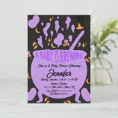 レトロでグルーヴィーなベビーシャワー "Baby is Brewing" 招待状 (スタンド正面)