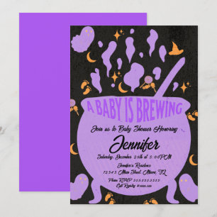 レトロでグルーヴィーなベビーシャワー "Baby is Brewing" 招待状