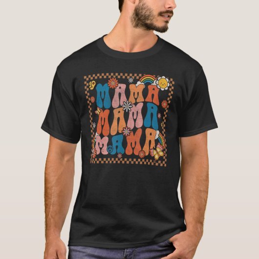 レトロでグルーヴィーなママ 感謝祭のありがたいママ Tシャツ (正面)