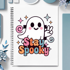 レトロでグルーヴィーな幽霊のハロウィーン パステルカラー ノートブック