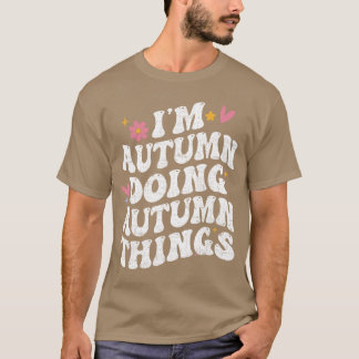 レトロでグルーヴィーな秋のアクティビティ パーソナライズデザイン Tシャツ