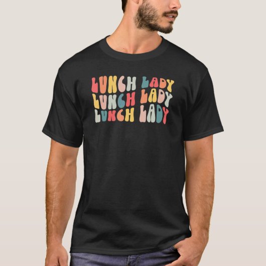 レトロでグルーヴィーな給食のおばちゃん Tシャツ (正面)