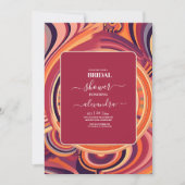 レトロでグルーヴィーな70年代のアブストラクトパターンウェディング 招待状 (正面)