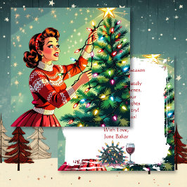 レトロでサイケなクリスマスのユーモア カード